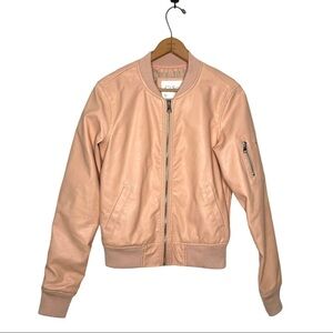 Ci Sono Cavalini | Pink Faux Leather Bomber Jacket